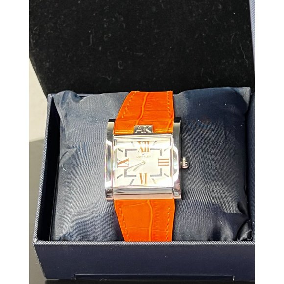 Anne Klein Watch Silver and Orange Crocodile Leather 1\